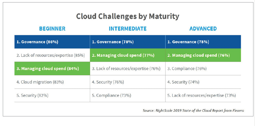 cloud issues by enterprise cloud maturity level